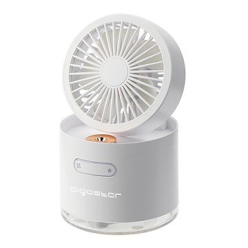 Aigostar - RGB Bezdrátový mini stolní ventilátor se zvlhčovačem 10W/5V bílá