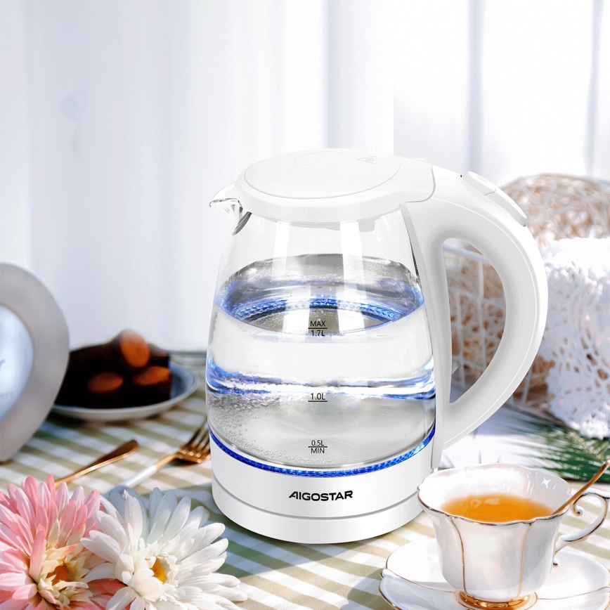 Aigostar - Rychlovarná konvice 1,7l 2200W/230V bílá