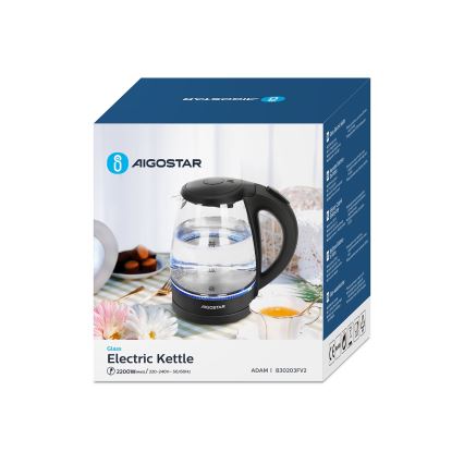 Aigostar - Rychlovarná konvice 1,7l 2200W/230V černá