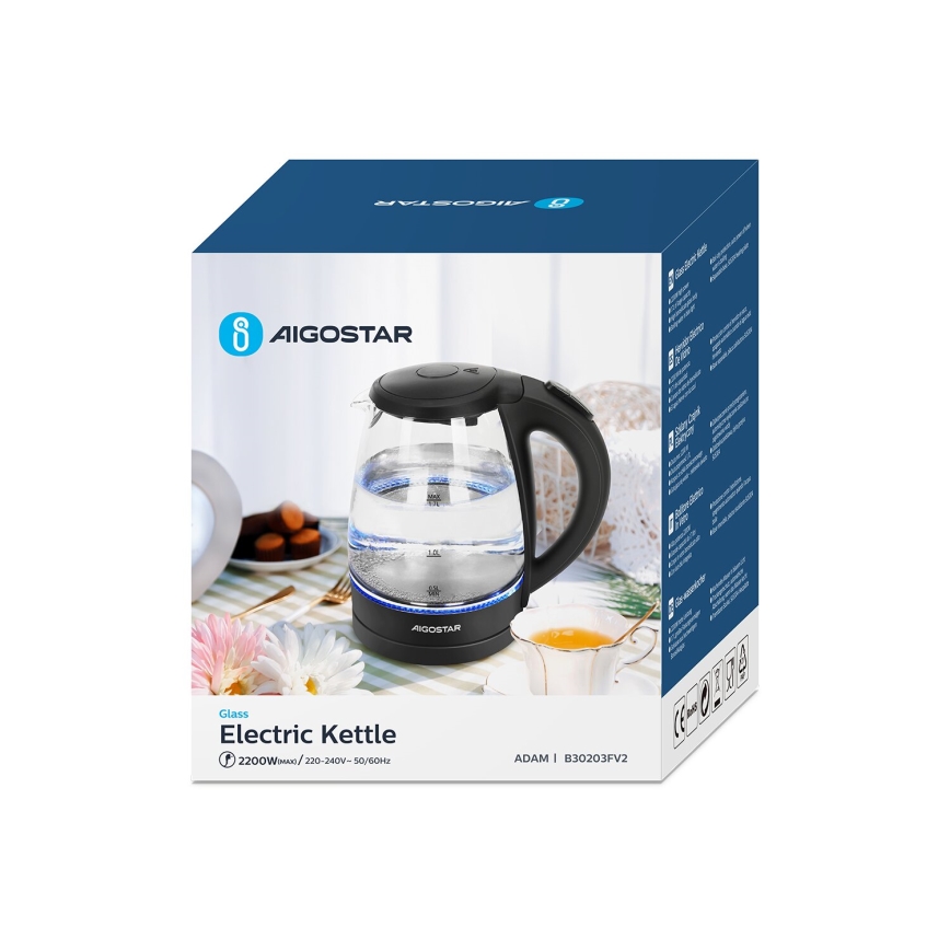 Aigostar - Rychlovarná konvice 1,7l 2200W/230V černá