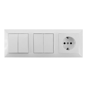 Aigostar - SADA 2x Spínač domovní 2-tlačítkový se zásuvkou 1x16A/250V SCHUKO