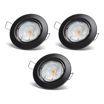 Aigostar - SADA 3x LED Podhledové svítidlo 1xGU10/4,5W/230V 3000K černá