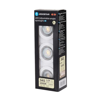 Aigostar - SADA 3x LED Podhledové svítidlo 1xGU10/4,5W/230V 4000K bílá