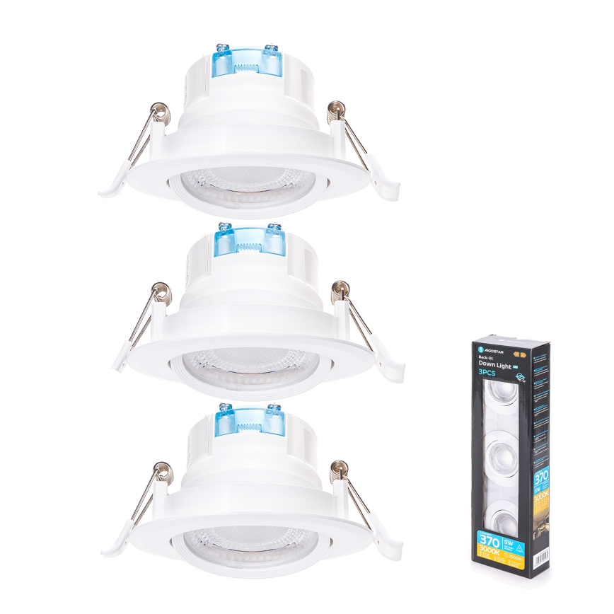 Aigostar - SADA 3x LED Podhledové svítidlo LED/5W/230V 3000K pr. 8,5 cm bílá