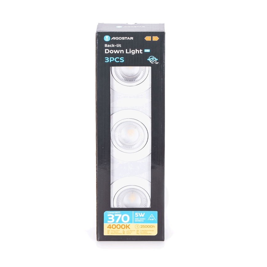 Aigostar - SADA 3x LED Podhledové svítidlo LED/5W/230V 4000K pr. 8,5 cm bílá