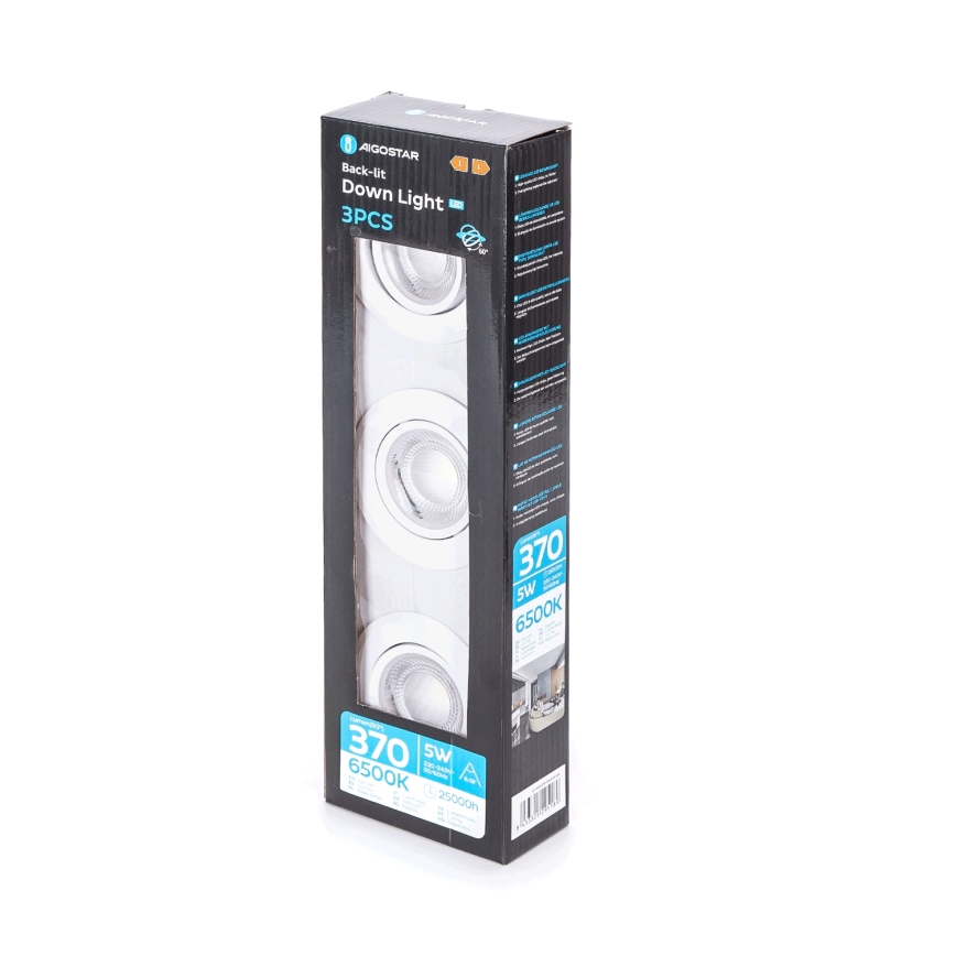 Aigostar - SADA 3x LED Podhledové svítidlo LED/5W/230V 6500K pr. 8,5 cm bílá