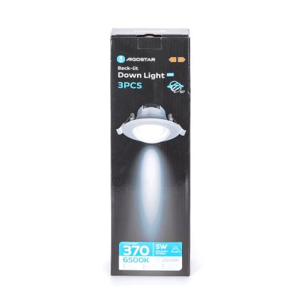 Aigostar - SADA 3x LED Podhledové svítidlo LED/5W/230V 6500K pr. 8,5 cm bílá