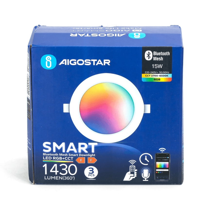 Aigostar - SADA 3x LED RGB Stmívatelné podhledové svítidlo MESH LED/15W/230V 2700K-6500K pr.17cm