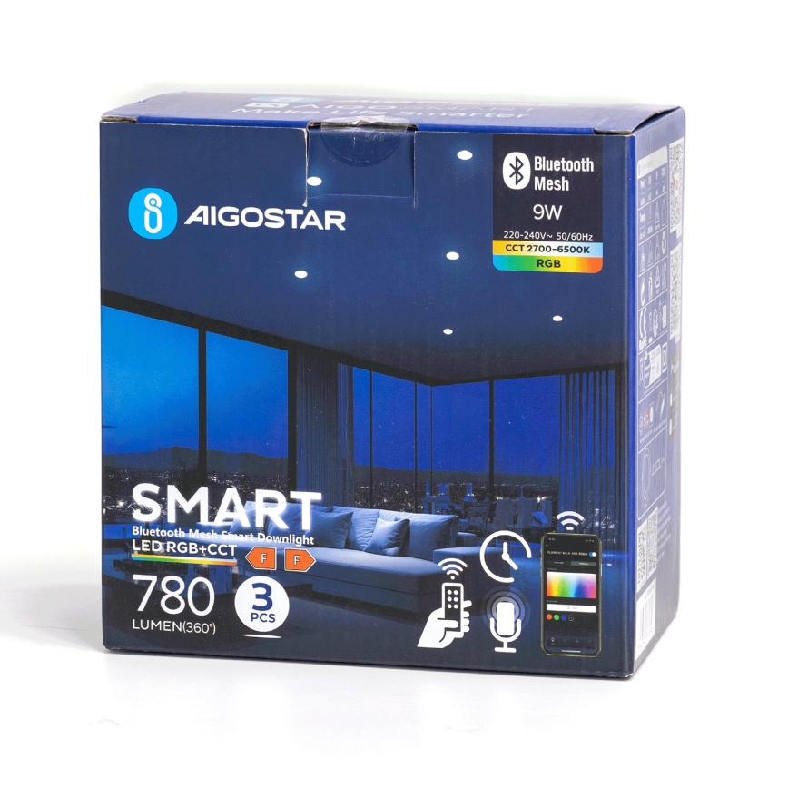 Aigostar - SADA 3x LED RGBW Stmívatelné podhledové svítidlo MESH LED/9W/230V 2700K-6500K pr.14,5cm