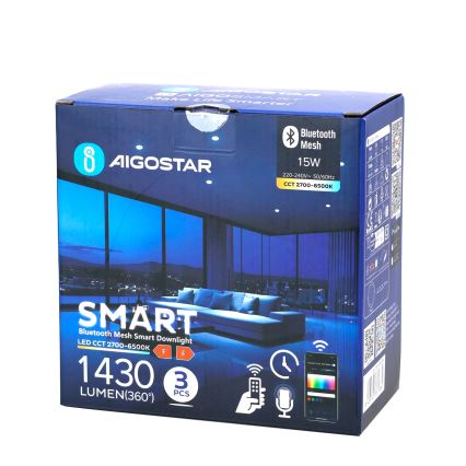 Aigostar - SADA 3x LED Stmívatelné podhledové svítidlo MESH LED/15W/230V 2700K-6500K pr.17cm