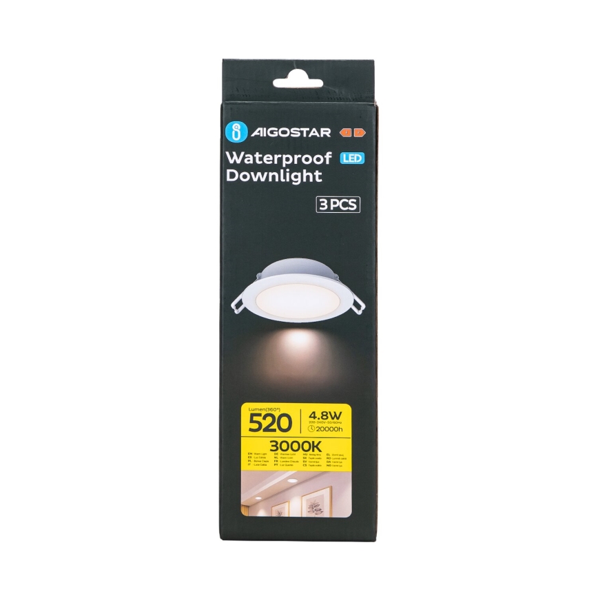 Aigostar - SADA 3x LED Venkovní podhledové svítidlo LED/4,8W/230V 3000K IP65 bílá