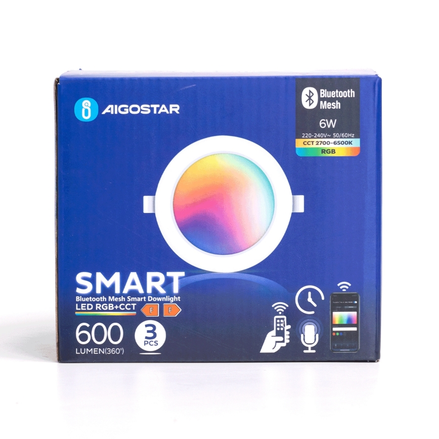 Aigostar - SADA 3 x LED RGBW Stmívatelné podhledové svítidlo MESH LED/6W/230V 2700K-6500K pr.11,5cm