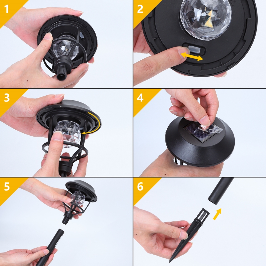Aigostar - SADA 4x LED RGB Solární lampa LED/0,2W/2V 40 mAh IP44