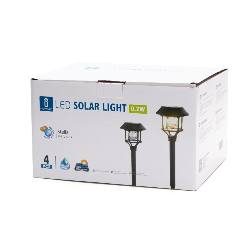 Aigostar - SADA 4x LED RGB Solární lampa LED/0,2W/2V 40 mAh IP44
