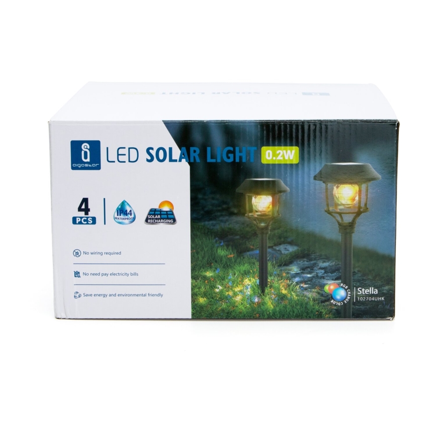 Aigostar - SADA 4x LED RGB Solární lampa LED/0,2W/2V 40 mAh IP44