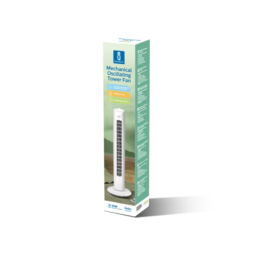 Aigostar - Sloupový ventilátor 45W/230V bílá