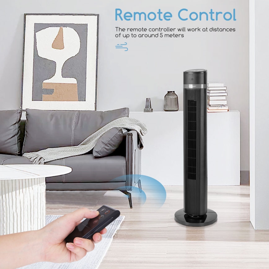 Aigostar - Sloupový ventilátor 45W/230V černá + dálkové ovládání