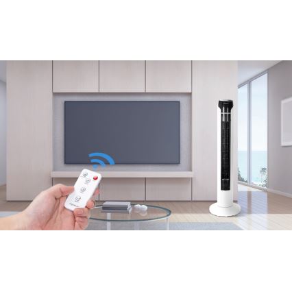 Aigostar - Sloupový ventilátor 50W/230V černá/bílá + dálkové ovládání