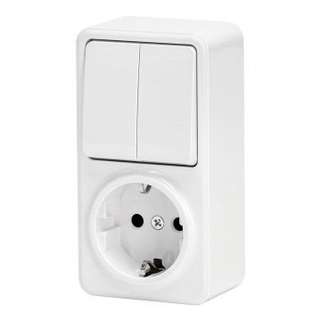 Aigostar - Spínač domovní 2P se zásuvkou 1x10A/250V SCHUKO