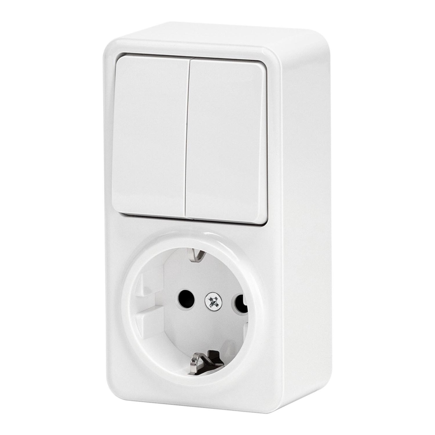 Aigostar - Spínač domovní 2P se zásuvkou 1x10A/250V SCHUKO