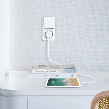 Aigostar - Spínač domovní 2P se zásuvkou 1x10A/250V SCHUKO