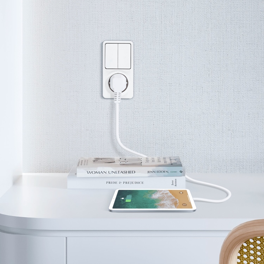 Aigostar - Spínač domovní 2P se zásuvkou 1x10A/250V SCHUKO