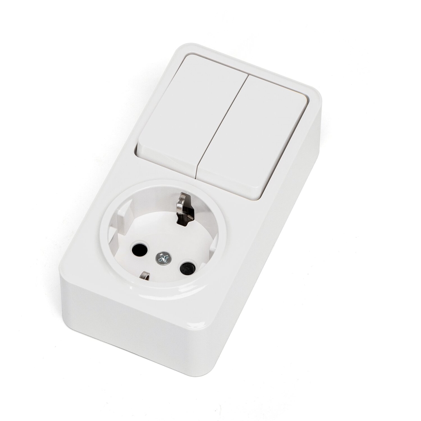 Aigostar - Spínač domovní 2P se zásuvkou 1x10A/250V SCHUKO