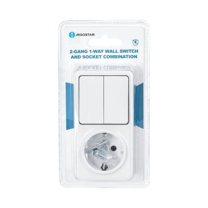 Aigostar - Spínač domovní 2P se zásuvkou 1x10A/250V SCHUKO