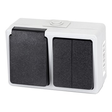 Aigostar - Spínač domovní střídavý se zásuvkou 250V/16A IP54