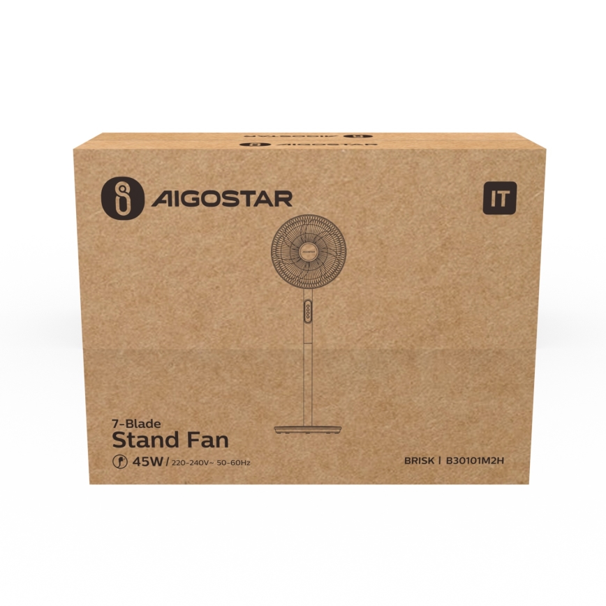 Aigostar - Stojanový ventilátor 45W/230V pr. 35 cm bílá