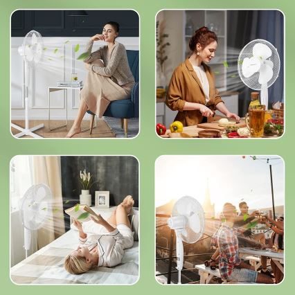 Aigostar - Stojanový ventilátor 45W/230V pr. 40 cm bílá