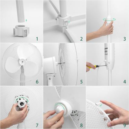 Aigostar - Stojanový ventilátor 45W/230V pr. 40 cm bílá