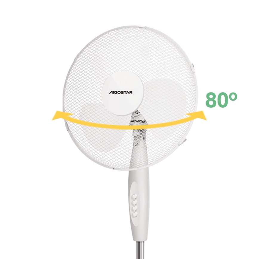 Aigostar - Stojanový ventilátor 45W/230V pr. 41 cm bílá
