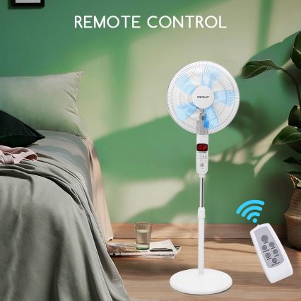 Aigostar - Stojanový ventilátor 50W/230V 43 cm bílá + dálkové ovládání