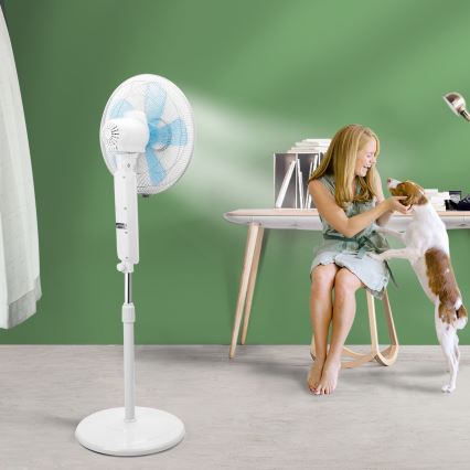 Aigostar - Stojanový ventilátor 50W/230V 43 cm bílá + dálkové ovládání