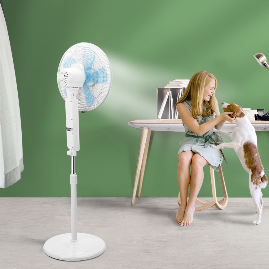 Aigostar - Stojanový ventilátor 50W/230V 43 cm bílá + dálkové ovládání