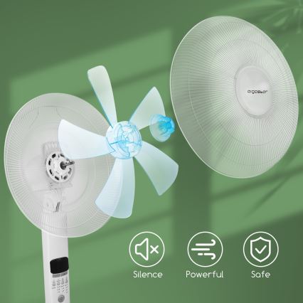 Aigostar - Stojanový ventilátor 50W/230V 43 cm bílá + dálkové ovládání