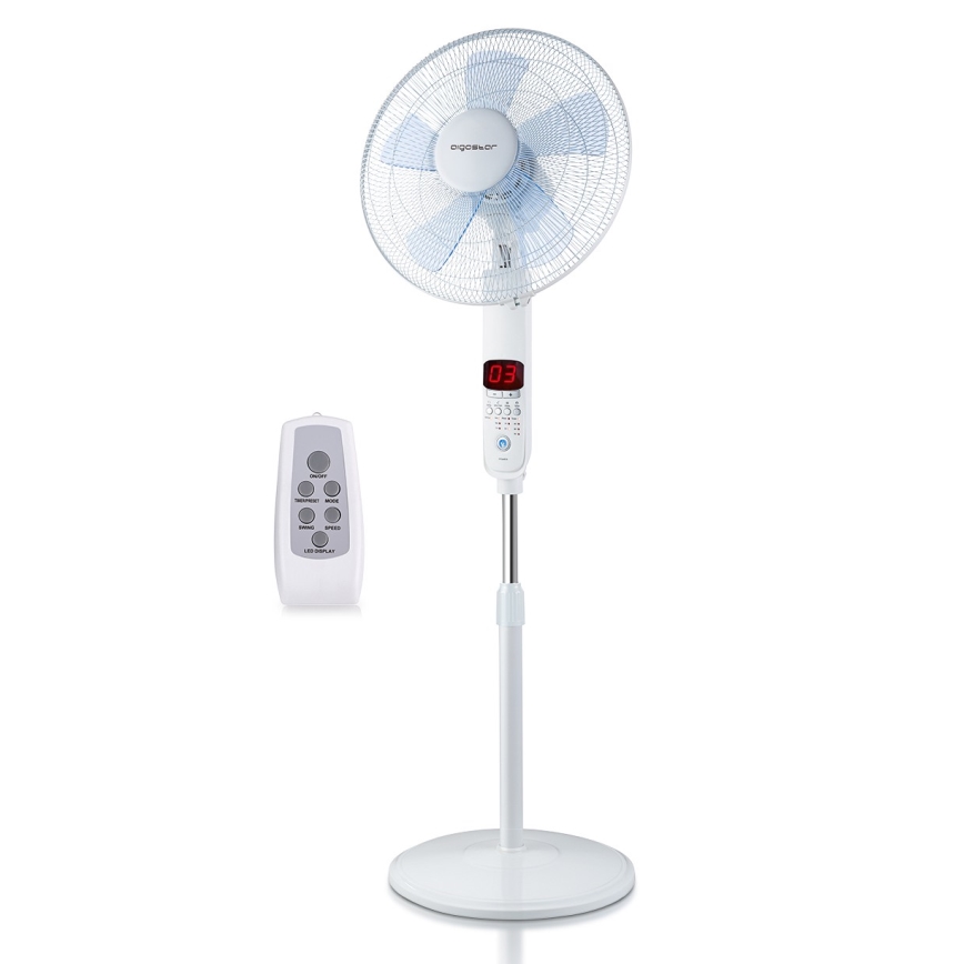 Aigostar - Stojanový ventilátor 50W/230V 43 cm bílá + dálkové ovládání