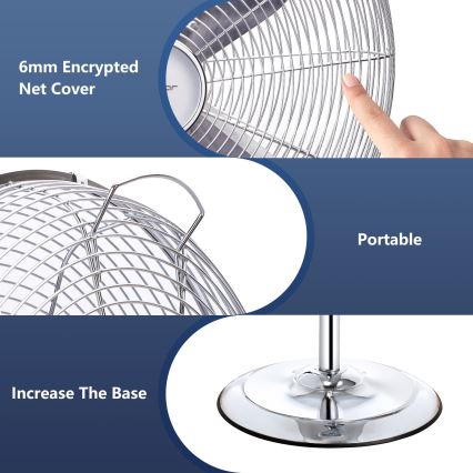 Aigostar - Stojanový ventilátor 50W/230V 44,8 cm lesklý chrom