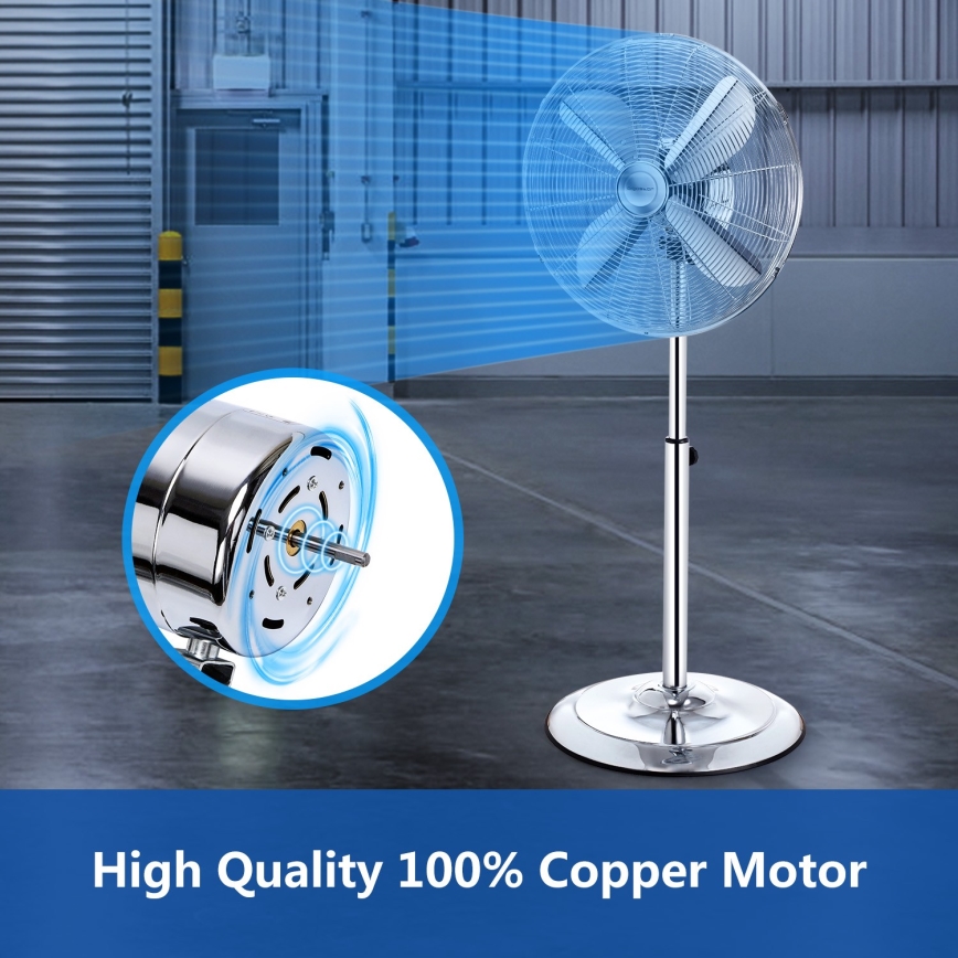 Aigostar - Stojanový ventilátor 50W/230V 44,8 cm lesklý chrom
