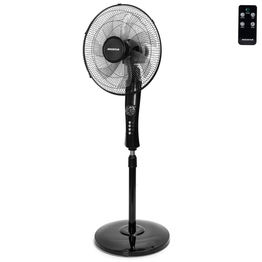 Aigostar - Stojanový ventilátor 50W/230V 130 cm černá + dálkové ovládání