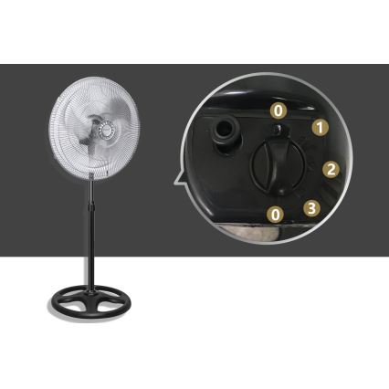 Aigostar - Stojanový ventilátor 50W/230V lesklý chrom/černá