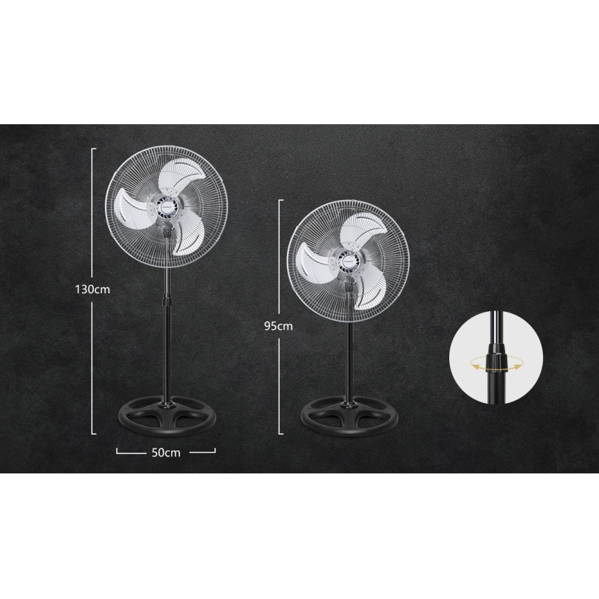 Aigostar - Stojanový ventilátor 50W/230V lesklý chrom/černá
