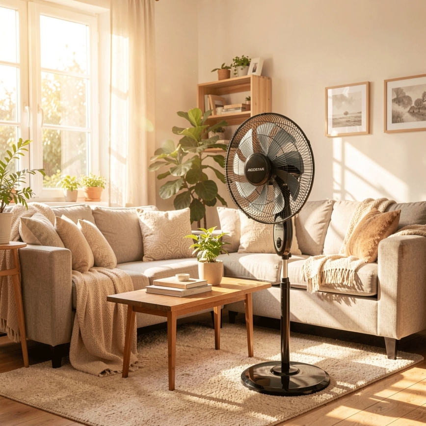Aigostar - Stojanový ventilátor 55W/230V 130 cm černá + dálkové ovládání