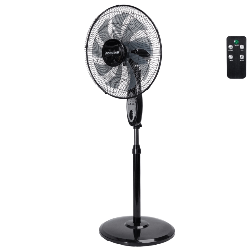 Aigostar - Stojanový ventilátor 55W/230V 130 cm černá + dálkové ovládání