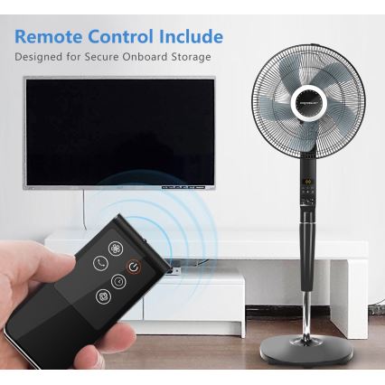 Aigostar - Stojanový ventilátor 55W/230V 40 cm černá + dálkové ovládání