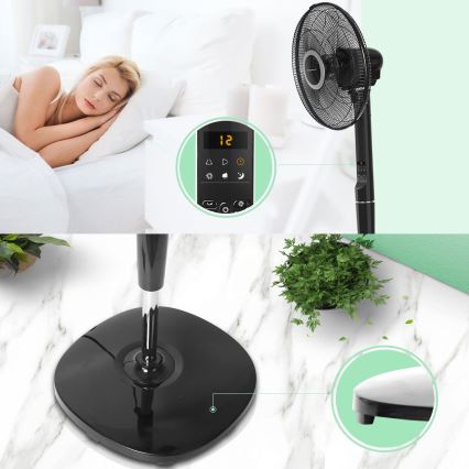 Aigostar - Stojanový ventilátor 55W/230V 40 cm černá + dálkové ovládání