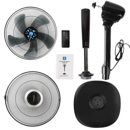Aigostar - Stojanový ventilátor 55W/230V 40 cm černá + dálkové ovládání
