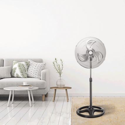 Aigostar - Stojanový ventilátor 55W/230V lesklý chrom/černá