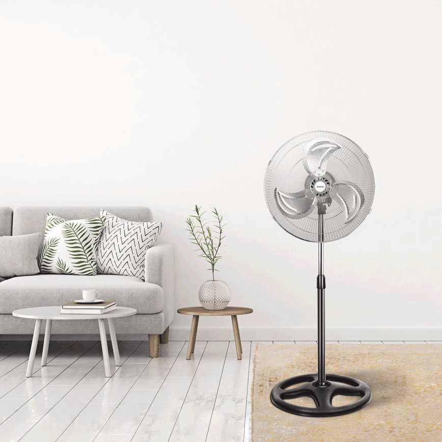 Aigostar - Stojanový ventilátor 55W/230V lesklý chrom/černá